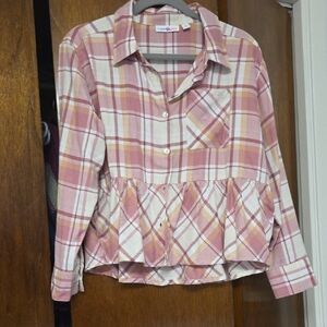 Pink Plaid Button Down Kids Shirt